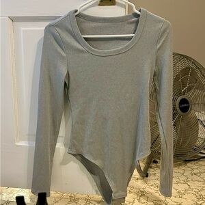 Elegant Gray Long Sleeve Bodysuit